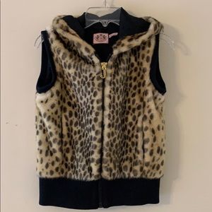 Juicy Couture kids cheetah fur hoodie vest